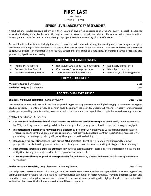 Science Resume Templates, Samples & Examples | Resume Templates 101